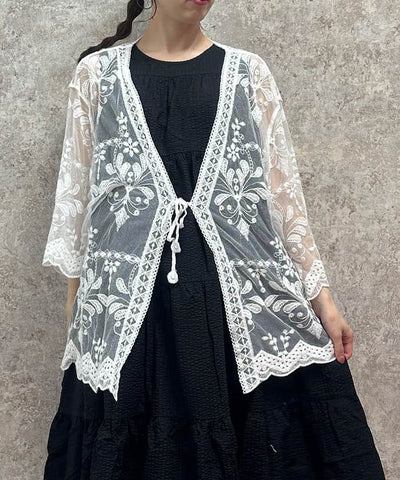 Tulle Embroidery Cardigan