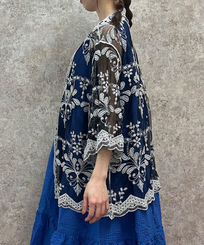 Tulle Embroidery Cardigan