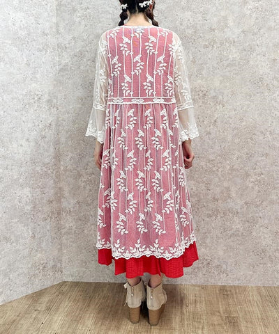Tulle Embroidery Long Cardigan