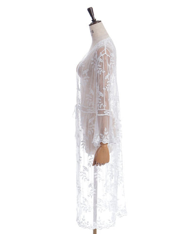 Tulle Embroidery Long Cardigan