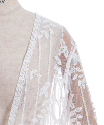 Tulle Embroidery Long Cardigan