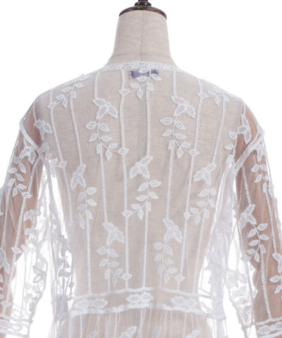 Tulle Embroidery Long Cardigan