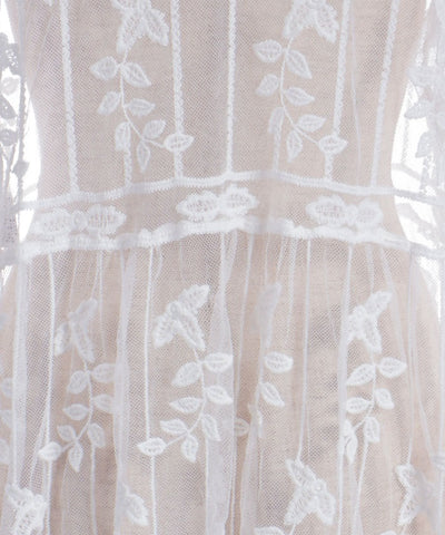 Tulle Embroidery Long Cardigan