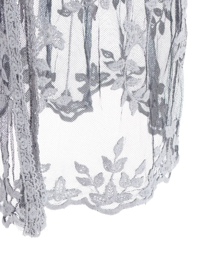 Tulle Embroidery Long Cardigan
