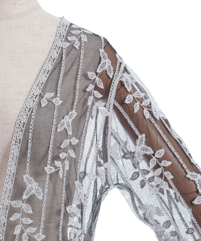 Tulle Embroidery Long Cardigan