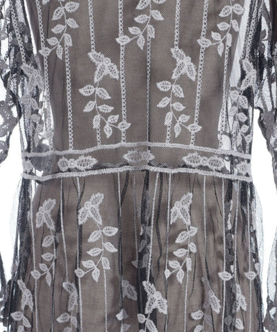 Tulle Embroidery Long Cardigan