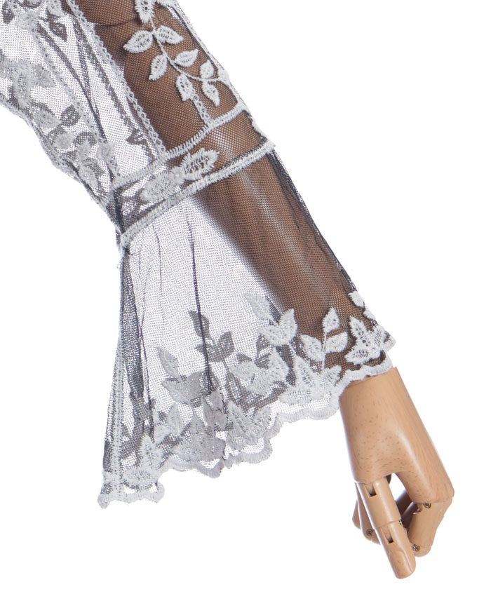 Tulle Embroidery Long Cardigan