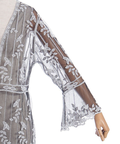 Tulle Embroidery Long Cardigan