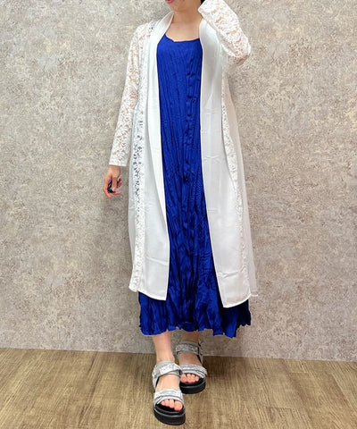Lace Panel Long Cardigan