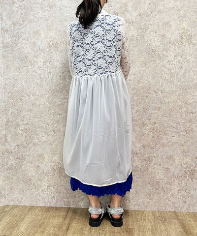Lace Panel Long Cardigan