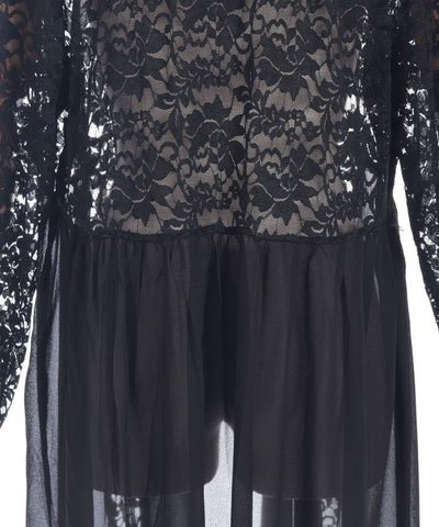 Lace Panel Long Cardigan