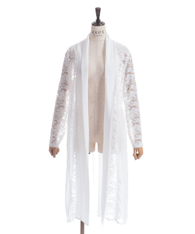 Lace Panel Long Cardigan