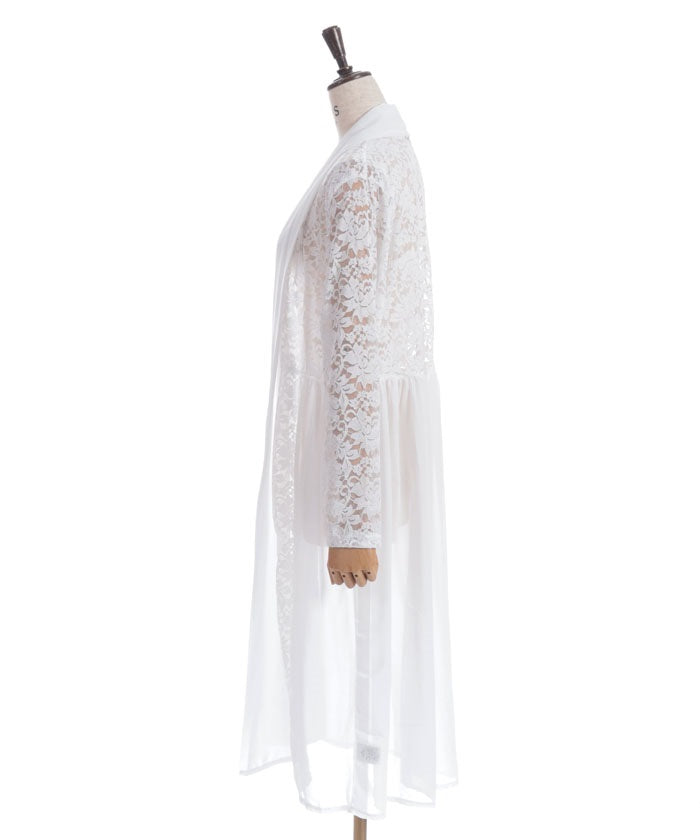 Lace Panel Long Cardigan