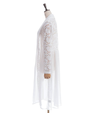 Lace Panel Long Cardigan
