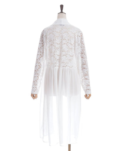 Lace Panel Long Cardigan