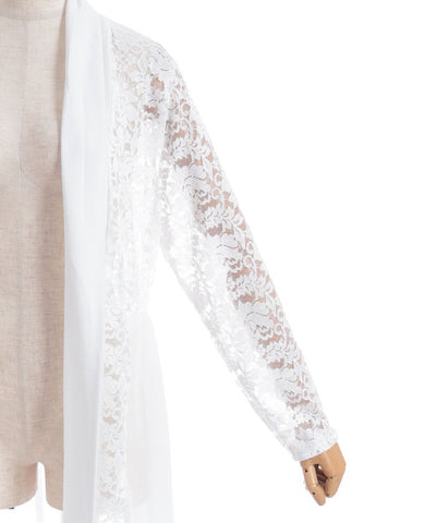Lace Panel Long Cardigan