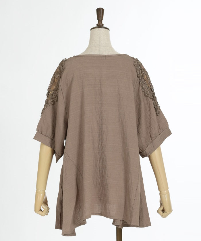 Shoulder Lace Motif Pullover