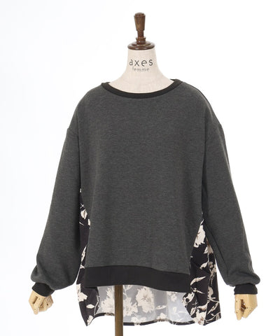 Brushed Boa & Floral Pattern Color Scheme Pullover