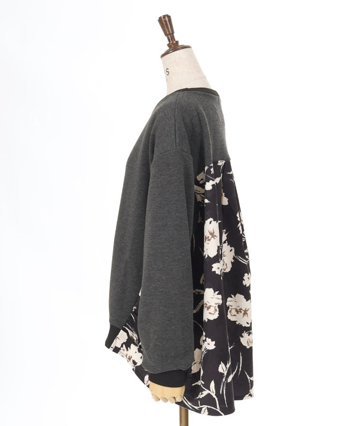 Brushed Boa & Floral Pattern Color Scheme Pullover