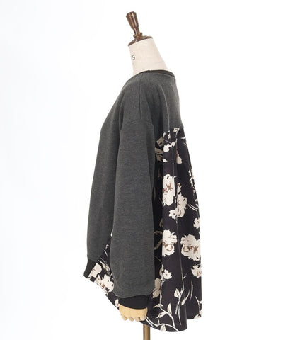 Brushed Boa & Floral Pattern Color Scheme Pullover