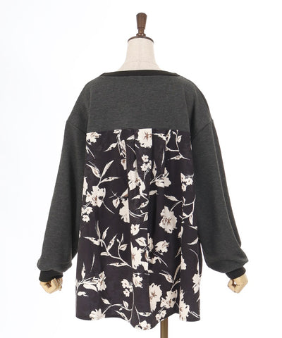 Brushed Boa & Floral Pattern Color Scheme Pullover