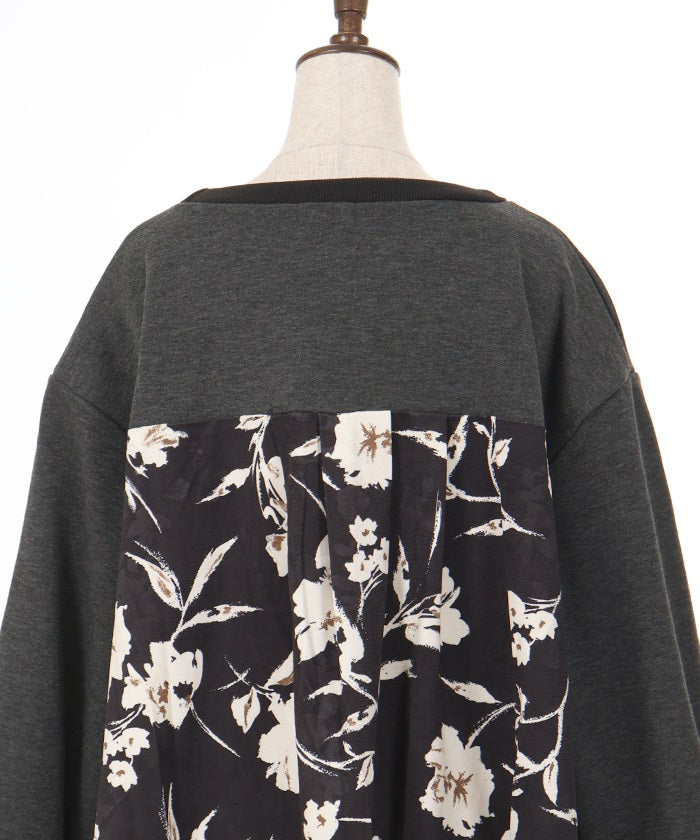 Brushed Boa & Floral Pattern Color Scheme Pullover