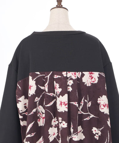 Brushed Boa & Floral Pattern Color Scheme Pullover