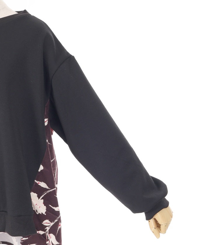 Brushed Boa & Floral Pattern Color Scheme Pullover