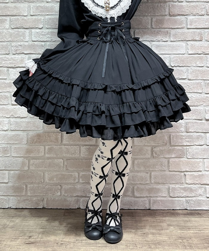 Lace-Up Frill Skirt