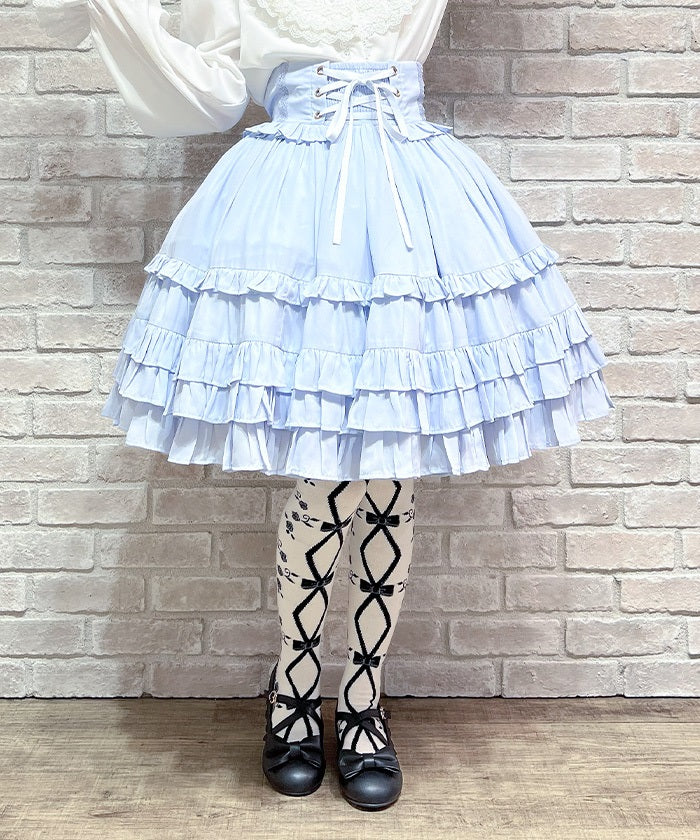 Lace-Up Frill Skirt