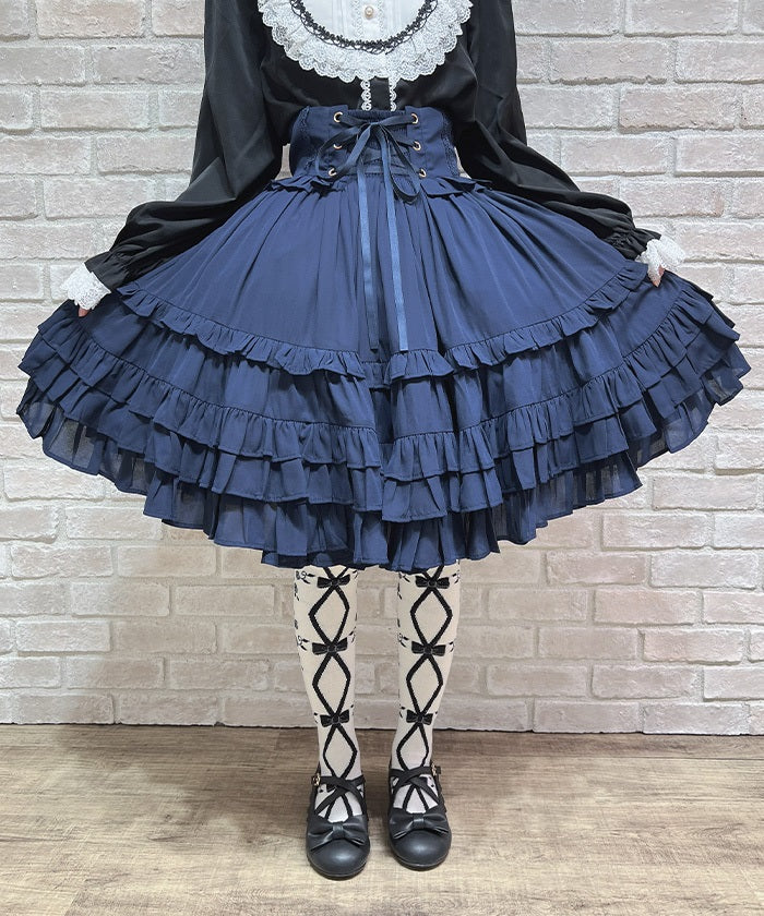 Lace-Up Frill Skirt