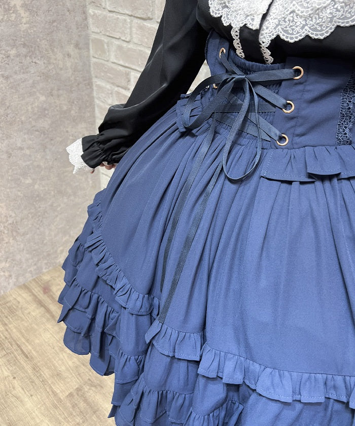 Lace-Up Frill Skirt