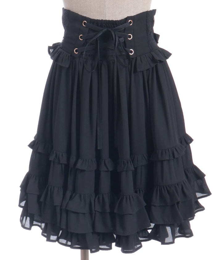 Lace-Up Frill Skirt