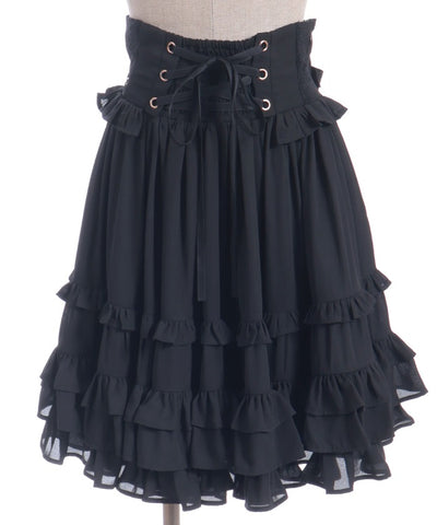 Lace-Up Frill Skirt