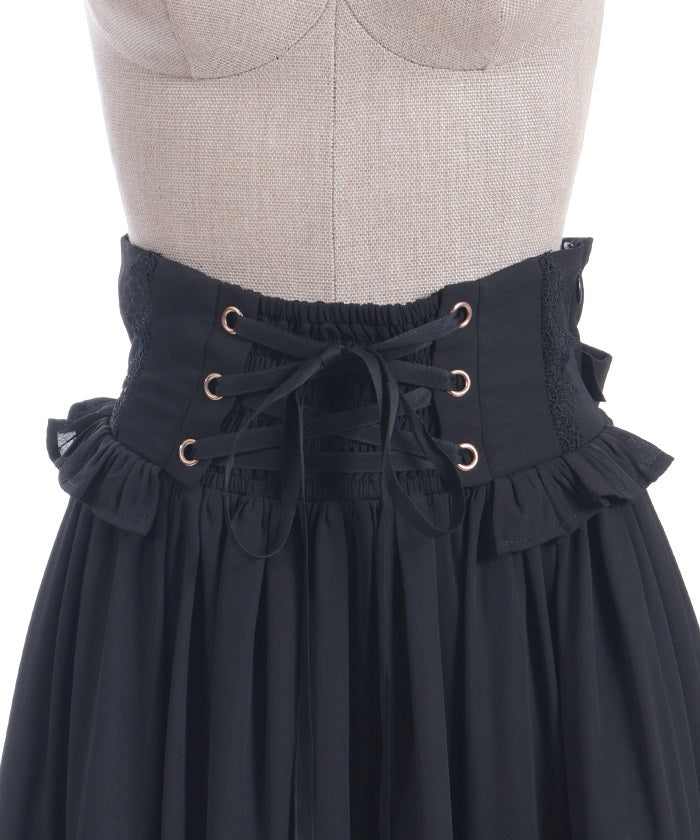 Lace-Up Frill Skirt