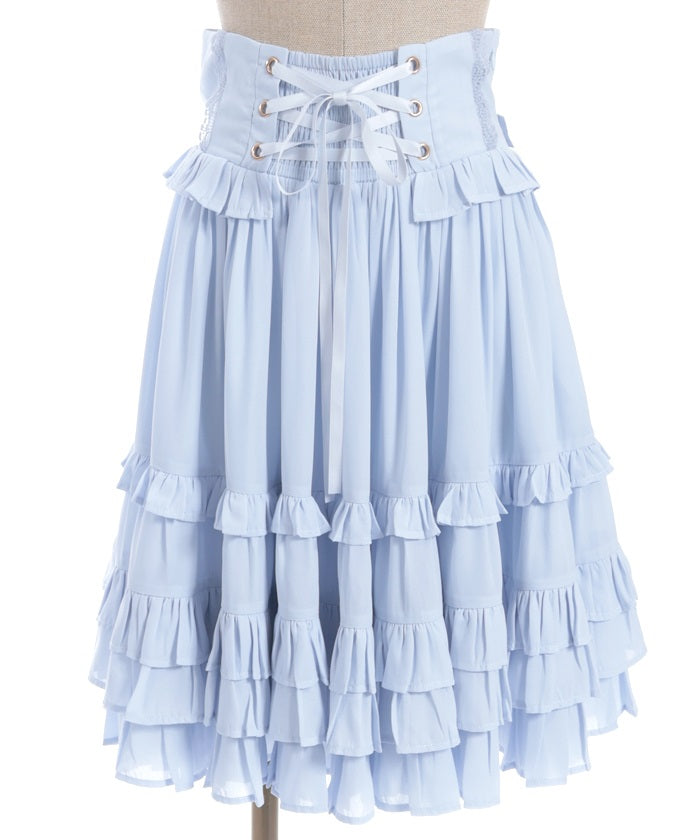 Lace-Up Frill Skirt