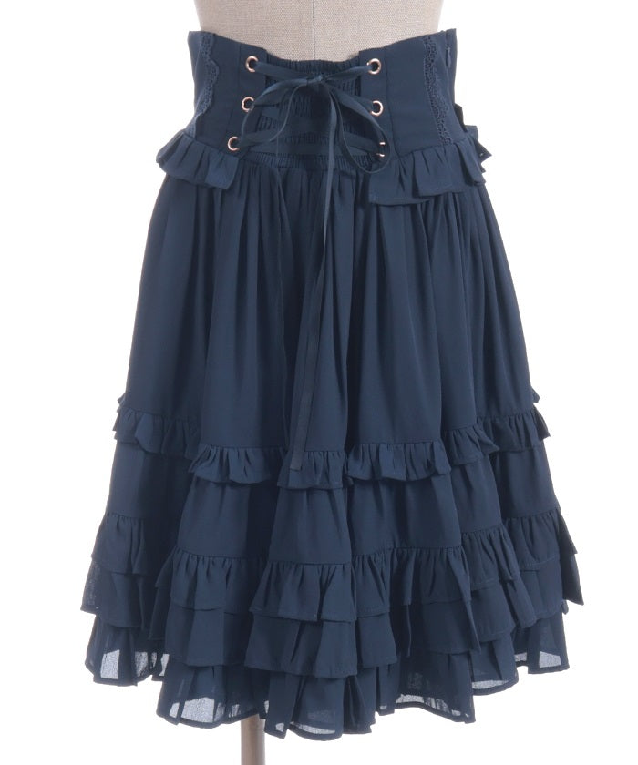 Lace-Up Frill Skirt