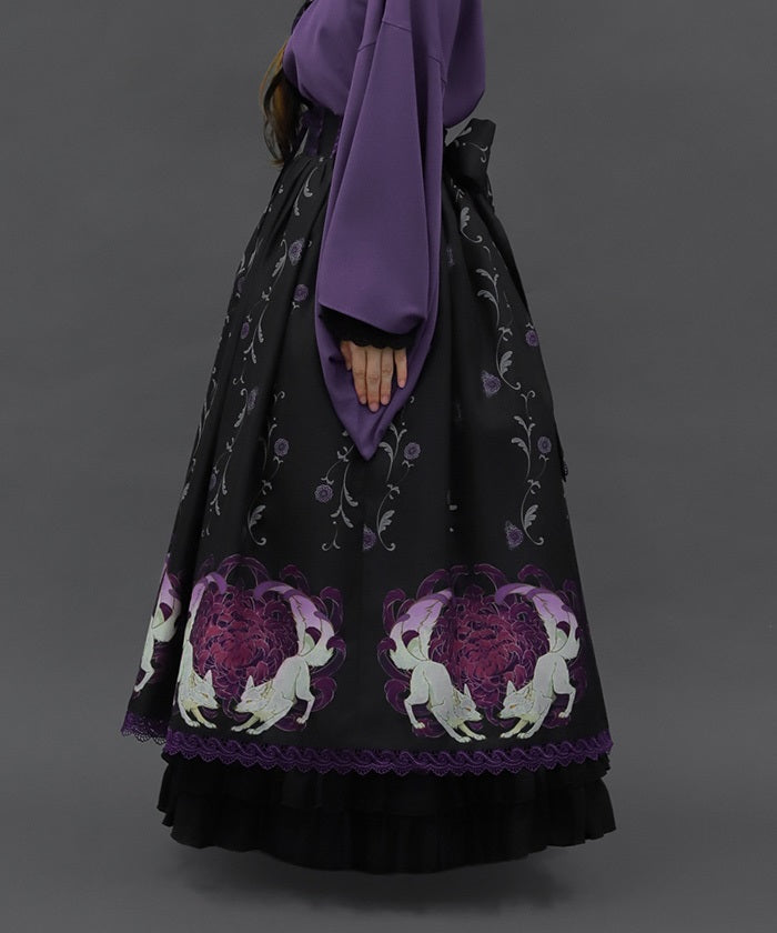 Chrysanthemum & Fox Pattern Skirt – axes femme from JAPAN