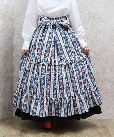 Stripe Rose Pattern Skirt