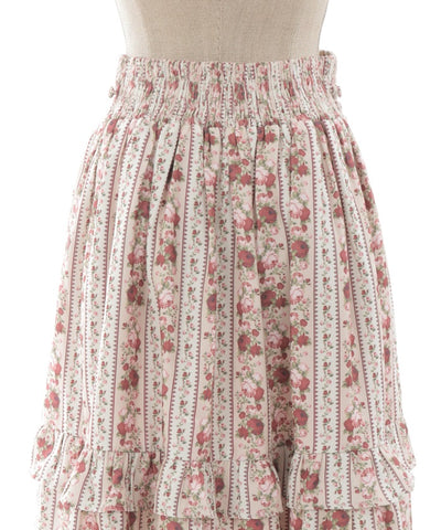 Stripe Rose Pattern Skirt