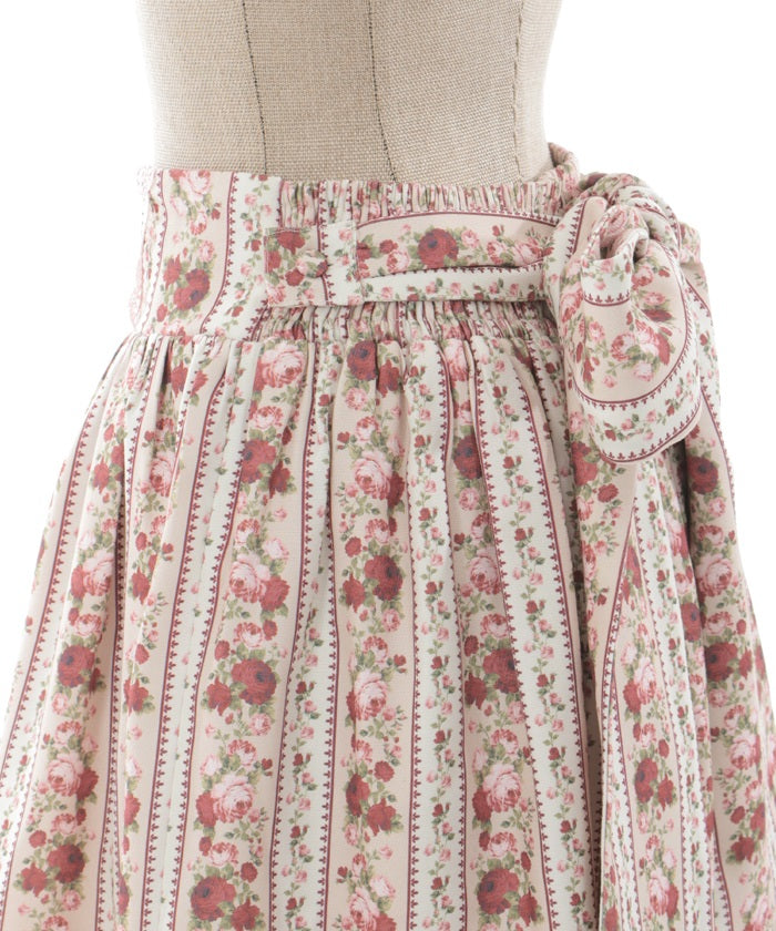 Stripe Rose Pattern Skirt