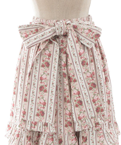 Stripe Rose Pattern Skirt