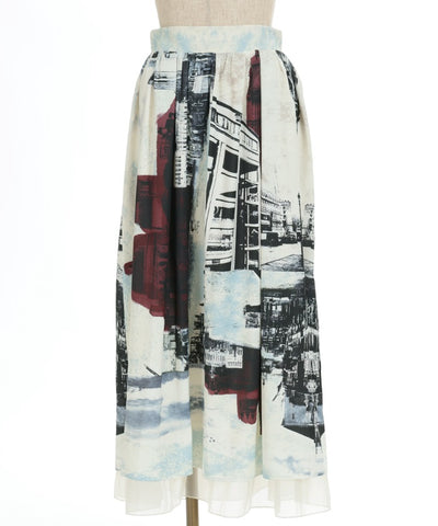 Patchwork Street Pattern Skirt