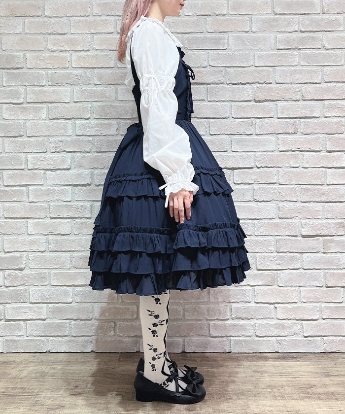 Lace-Up Frill Jumper Skirt