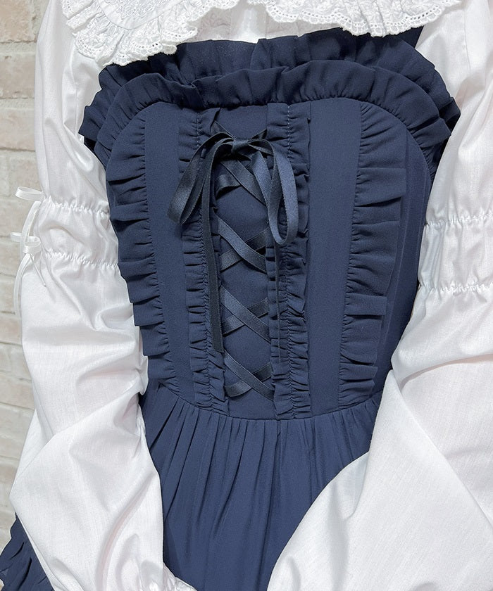 Lace-Up Frill Jumper Skirt