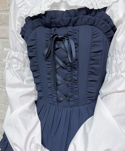 Lace-Up Frill Jumper Skirt