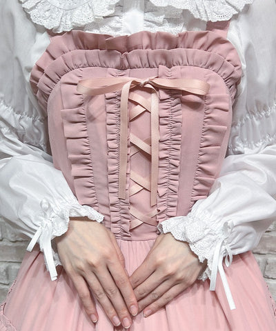 Lace-Up Frill Jumper Skirt