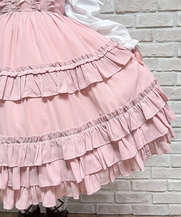 Lace-Up Frill Jumper Skirt
