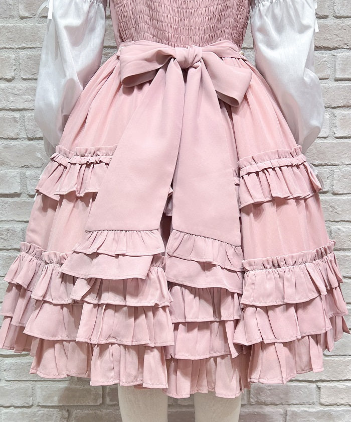 Lace-Up Frill Jumper Skirt