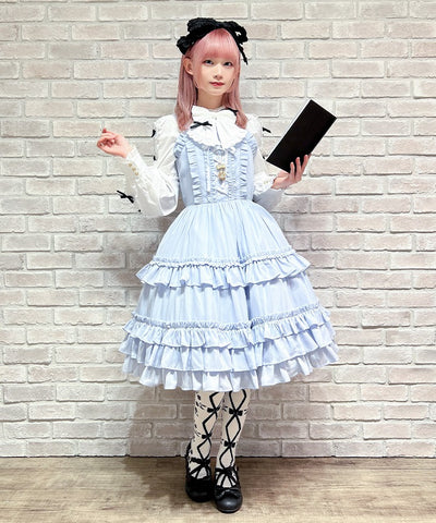 Lace-Up Frill Jumper Skirt